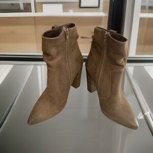 Steve Madden Ruling Taupe Leather Suede High Heel Ankle boots Size‎ 10